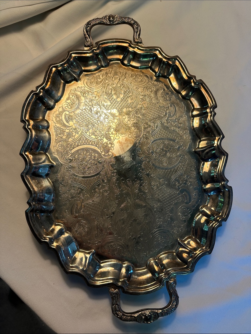 Vintage Leonard Ornate Silver plate Serving Tray